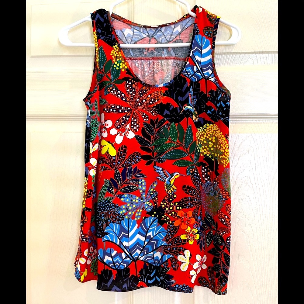 LOFT sleeveless tropical print top - Picture 1 of 7